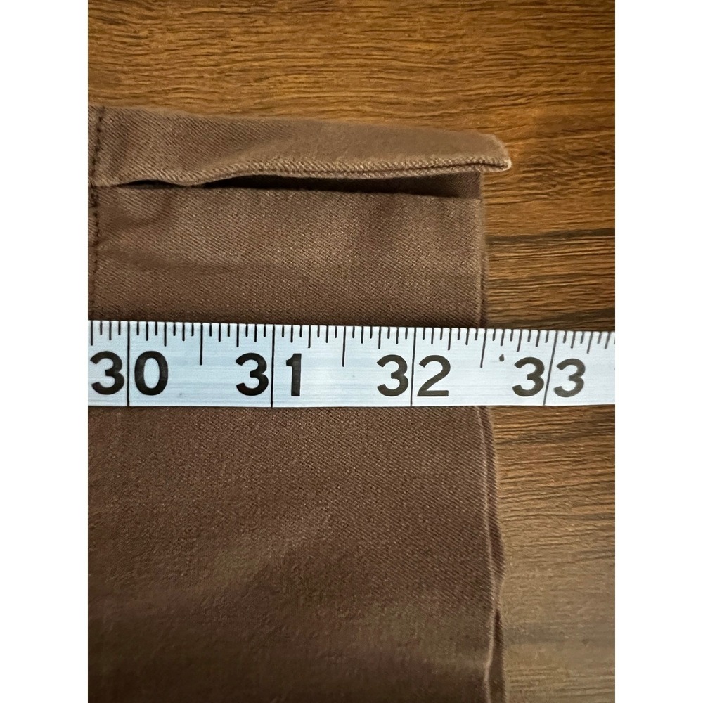 Eileen Fisher Taupe Brown Cropped Twill Pants Womens M Mid Rise Straight Leg - Picture 14 of 15